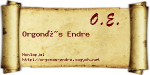 Orgonás Endre névjegykártya